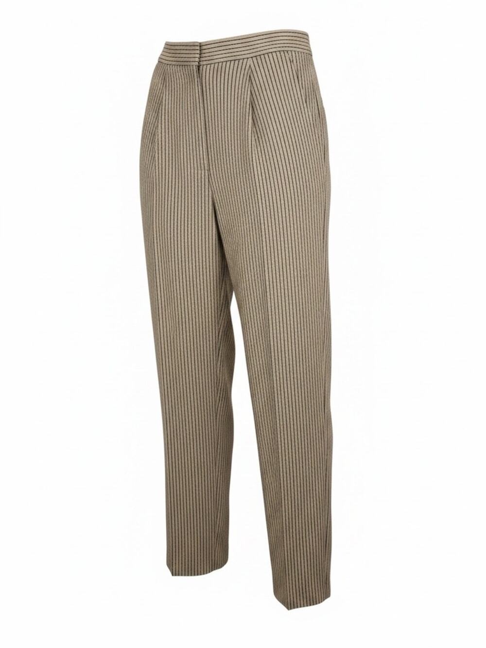 Dressbarn Vintage Linen Straight Leg Pinstripe Trousers Black and Beige